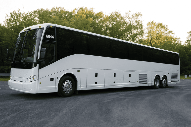 exterior of Charter Bus Rental Carmel coach bus